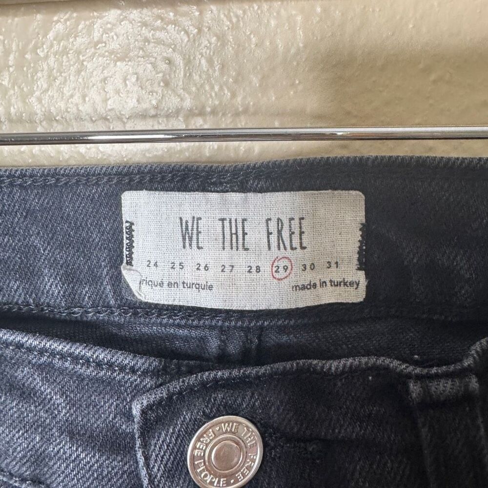 We The Free Jeans Women's 29 Black Button Fly High Waisted Distressed - Picture 4 of 13